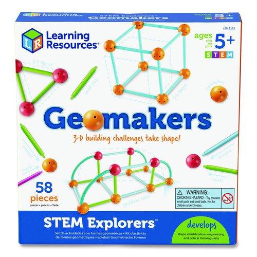 Learning Resources LER9293 STEM Explorers Geomakers, Grades K to 2, 58 Pieces
