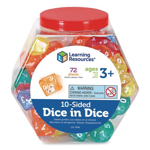 Learning Resources LER7698 10-Sided Double-Decahedra Dice in Dice, Ages 6 to 10, 72 Dice