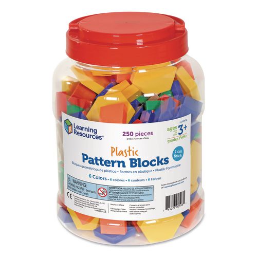 Learning Resources LER0632 Plastic Pattern Blocks, Grades Pre-K to 2, 250 Pieces