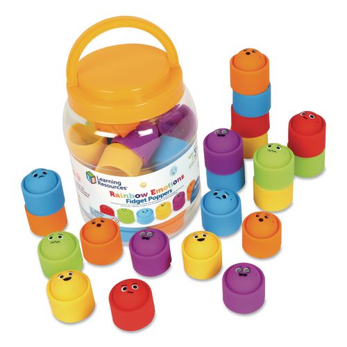 Learning Resources LER5572 Rainbow Emotion Fidget Popper Classroom Set, Ages 3 and Up, Assorted Colors, 24 Pieces