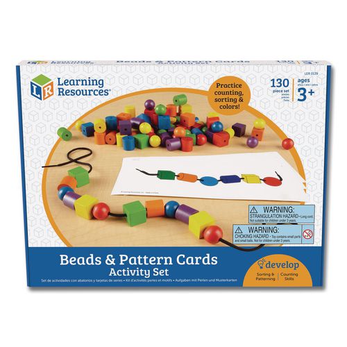 Learning Resources LER0139 Beads and Pattern Card Set, Grades Pre-K to 2, 130 Pieces