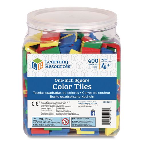 Learning Resources LER0203 Square Color Tiles, Pre-K to K, 400 Pieces