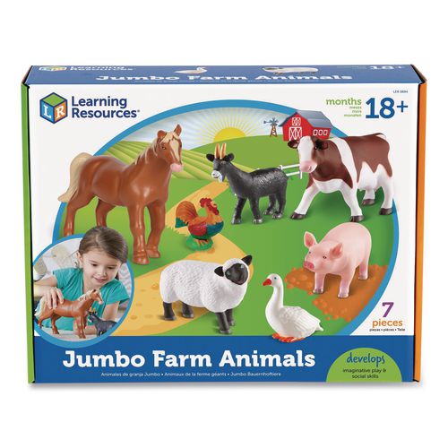 Learning Resources LER0694 Jumbo Farm Animals, Grades Pre-K to 3, 7 Pieces