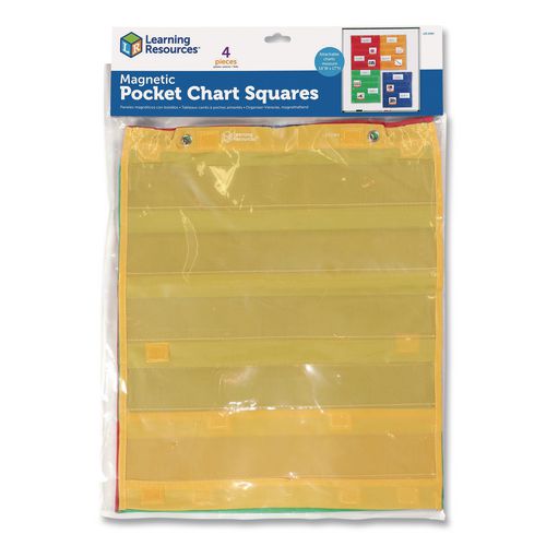 Learning Resources LER2384 Magnetic Pocket Chart Squares, 7 Pockets, 14" w x 17" h, Assorted Colors, Set of 4