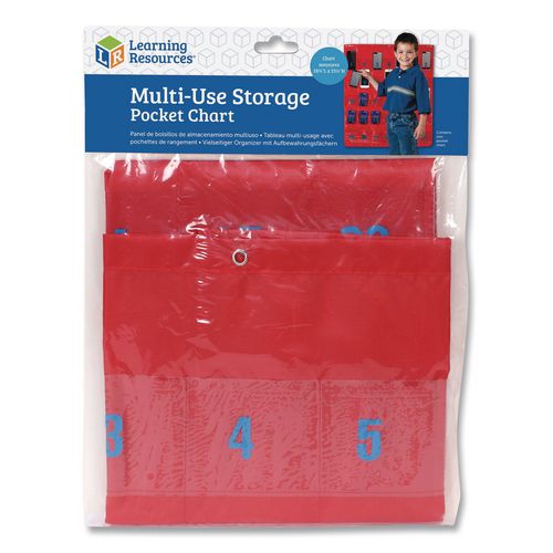 Learning Resources LER0056 Multi-Use Storage Pocket Chart, 35 Pockets, 13 x 18, Red