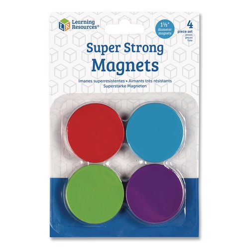 Learning Resources LER2689 Super Strong Magnets, Small, 1.5" Diameter, Assorted Colors, 4 Pieces