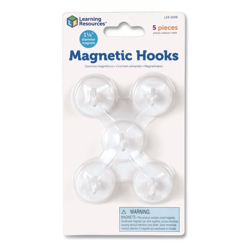 Learning Resources LER2698 Magnetic Hooks, Small, 1.25" Diameter, White, 5 Pieces