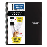 Five Star 72057 Wirebound Notebook with Two Pockets, 1-Subject, Medium/College Rule, Black Cover, (100) 11 x 8.5 Sheets 2
