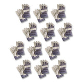 MCR Safety 1935L Mustang Leather Palm Gloves, Blue/cream, Large, 12 Pairs 2