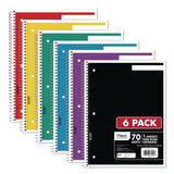 Mead 73063 Spiral Notebook, 1-Subject, Wide/Legal Rule, Assorted Cover Colors, (70) 10.5 x 8 Sheets, 6/Pack 2
