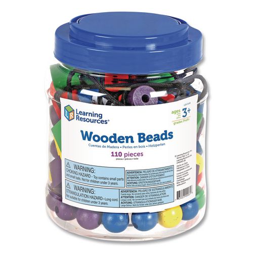 Learning Resources LER0140 Beads in a Bucket, Wood, Small, Assorted Colors, 1.4 lb Bucket