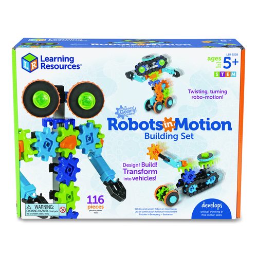 Learning Resources LER9228 Gears! Gears! Gears! Robots in Motion Building Set, Grades K to 5, 116 Pieces
