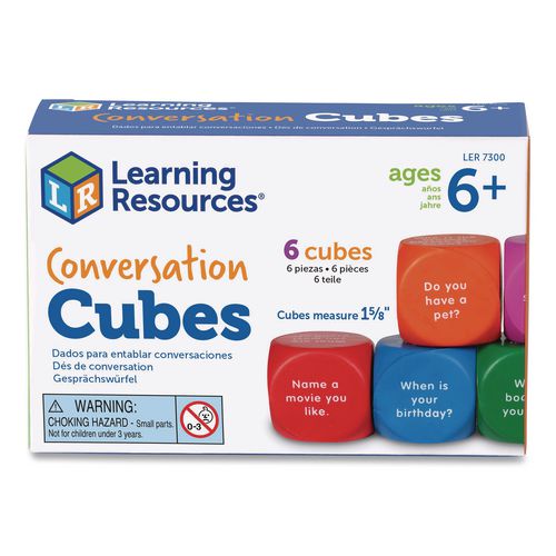 Learning Resources LER7300 Conversation Cubes, Ages 6 and Up, Assorted Colors, 6 Pieces