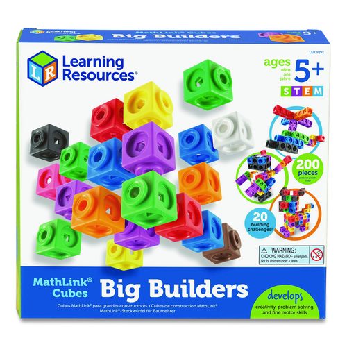 Learning Resources LER9291 MathLink Cubes Big Builders, Grades 1 to 4, 200 Pieces