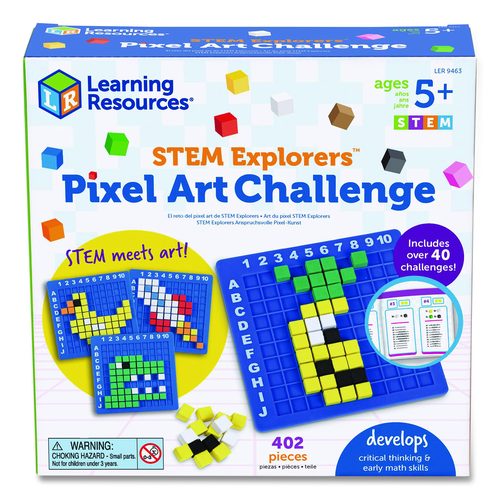 Learning Resources LER9463 STEM Explorers Pixel Art Challenge, Grades K to 2, 402 Pieces