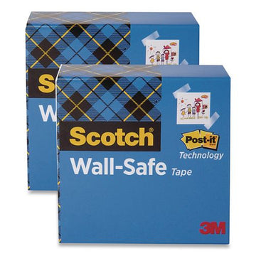 Scotch 813-2PK Wall-Safe Tape, 1" Core, 0.75" x 1,296", Clear, 2/Pack 2