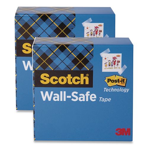 Scotch 813-2PK Wall-Safe Tape, 1" Core, 0.75" x 1,296", Clear, 2/Pack 2