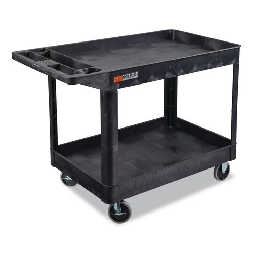 Luxor XLC11-B WORKLOAD Two-Shelf Heavy-Duty Industrial Utility Cart, Plastic, 500 lb Capacity, 45.5" x 25.5" x 33", Black