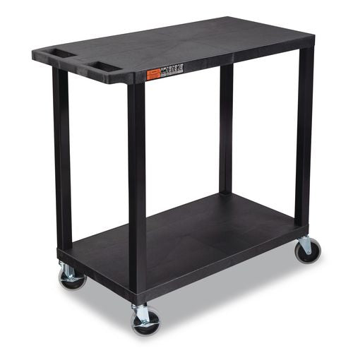 Luxor EC22-B TUFFY XL Two-Shelf Multipurpose Utility Cart, Plastic, 400 lb Capacity, 35.25" x 18" x 33, Black