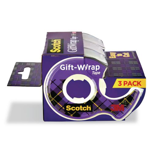Scotch 311 Gift Wrap Tape with Dispenser, 1" Core, 0.75" x 300", Transparent, 3/Pack 2