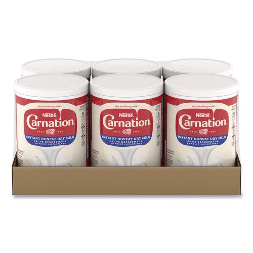 Carnation 12602464 Instant Nonfat Dry Milk, Unsweetened, 8.5 lb Canister, 6/Carton