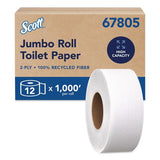 Scott 67805 Essential 100% Recycled Fiber JRT Bathroom Tissue for Business, Septic Safe, 2-Ply, White, 3.55" x 1,000 ft, 12 Rolls/Carton 2