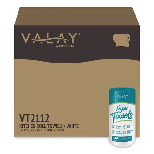 Morcon Tissue VT2112 Kitchen Roll Towel, 2-Ply, 8 x 11, White, 210 Sheets/Roll, 12 Rolls/Carton