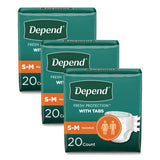 Depend 35456 Incontinence Protection with Tabs, Small/Medium, 19" to 34" Waist, 20/Pack, 3 Packs/Carton 2
