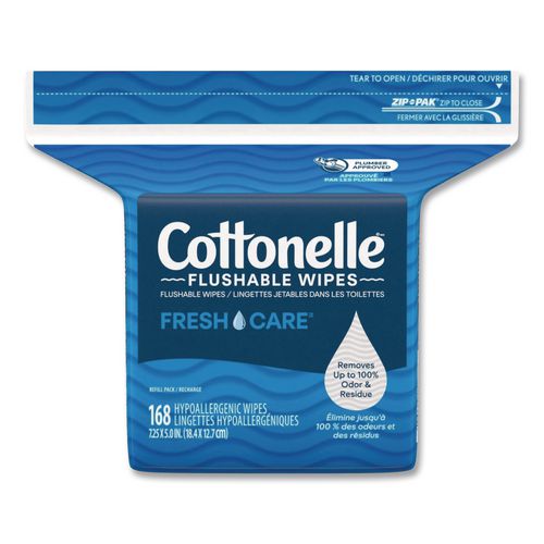 Cottonelle 41777 Fresh Care Flushable Cleansing Cloths, 1-Ply, 5 x 7.25, White, 168/Pack