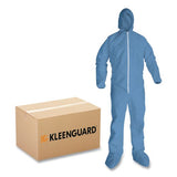 Kleenguard KCC 45357 A65 Zipper Front Hood and Boot Flame-Resistant Coveralls, Elastic Wrist and Ankles, 4X-Large, Blue, 21/Carton 2