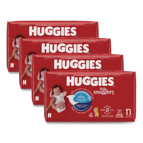 Huggies 49694 Little Snugglers Baby Diapers, Size 0 to Newborn, 1 lbs to 10 lbs, Disney Design, 31 Diapers/Pack, 4 Packs/Carton