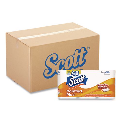 Scott 57098 ComfortPlus Toilet Paper Mega Rolls, Septic Safe, 1-Ply, White, 310 Sheets, 12 Mega Rolls/Carton