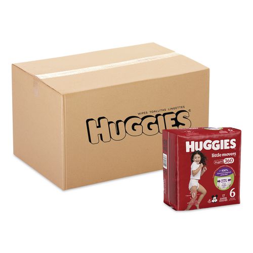 Huggies 56608 Little Movers HuggFit 360 Degree, Size 6, Over 35 lbs, Disney Design, 17 Diapers/Pack, 4 Packs/Carton