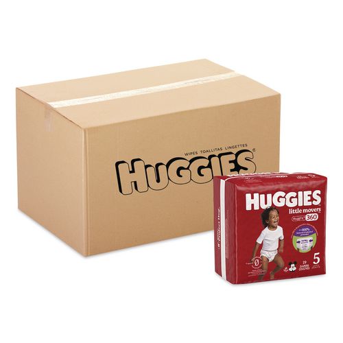 Huggies 56607 Little Movers HuggFit 360 Degree, Size 5, Over 27 lbs, Disney Design, 19 Diapers/Pack, 4 Packs/Carton