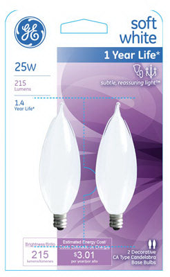 GE 2PK 25W Fros BT Bulb