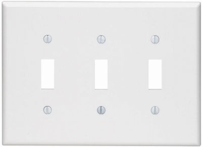 Leviton Mfg Co 003-80511-00W Wht 3-Toggle Wall Plate