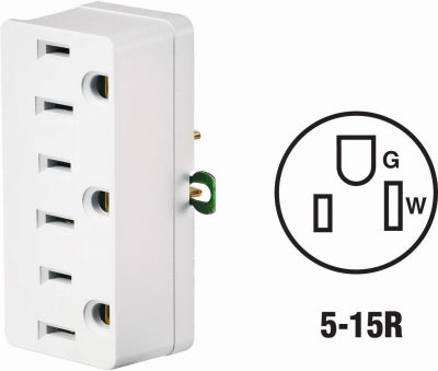 Leviton Mfg Co 004-00698-00W 3-TO-2 TRIPLE TAP
