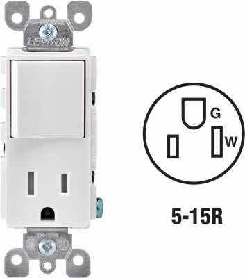 Leviton Mfg Co R62-T5625-0WS Wht 15 Tamp Swtc/Outlet