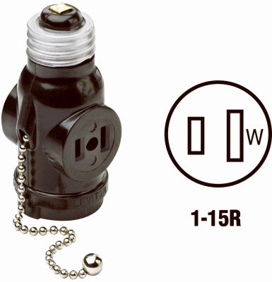 Leviton Mfg Co 007-01406-000 Blk Socket Adapter