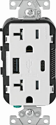 Leviton Mfg Co 102-T5833-00W Wht 20ATMPA/Cusb Outlet