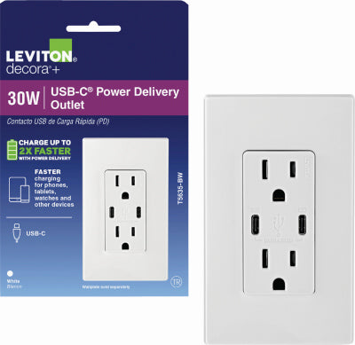Leviton Mfg Co RN2-T5635-0BW Wht 15A Tmprcusb Outlet