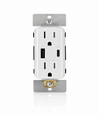 Leviton Mfg Co RN2-T5634-0BW Wht 15A USB A/C Outlet