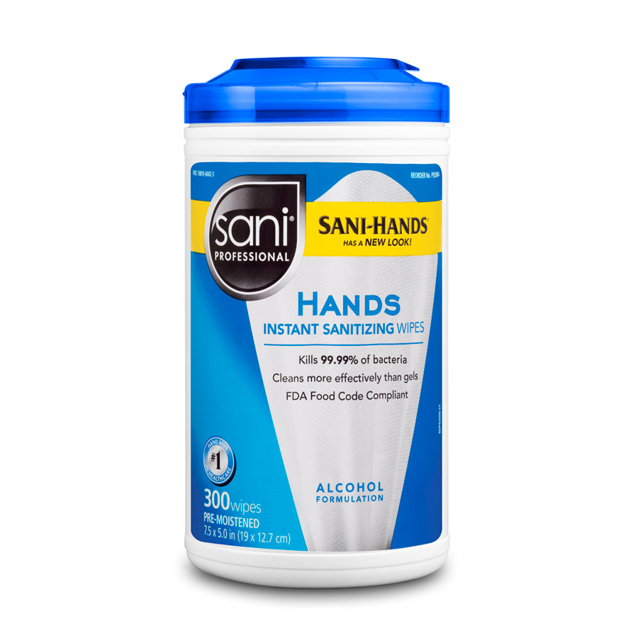 Sani Professional P92084 Hands Instant Sanitizing Wipes XL Canister 15.6 x 10.8 x 10.25 200 Wipes, 6/CS