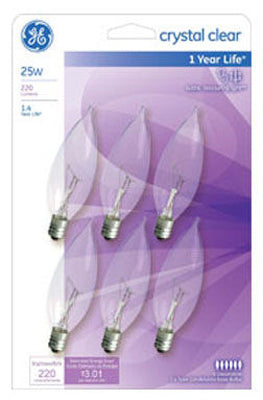 GE 6PK 25W Candle Bulb