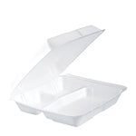 Dart 95HT3R Foam Hinged Container (Non-Perf) Large 3-Comp 9 1/2 x 9 1/4 x x 3 200/CS