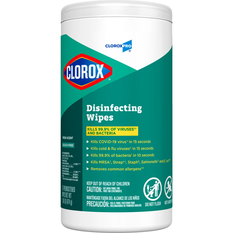 Clorox 15949 Disinfecting Wipes 75 Count Fresh Scent 7" X 8" 6/CS