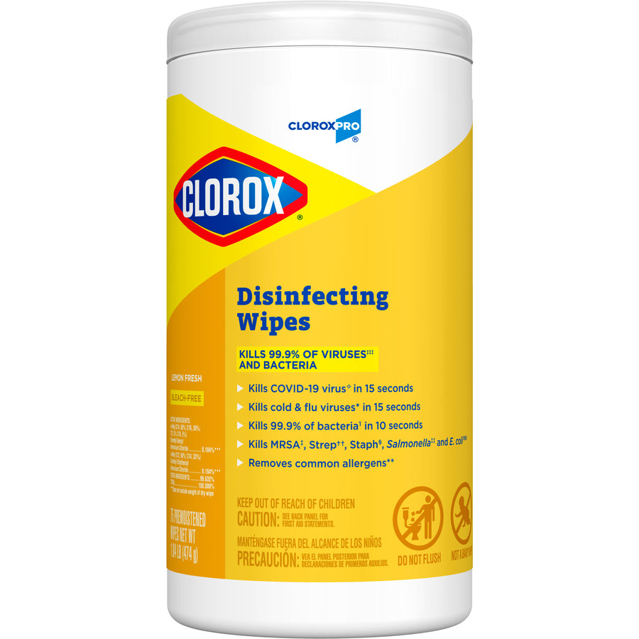 Clorox 15948 Disinfecting Wipes 75 Count Lemon Fresh 7" X 8" 6/CS