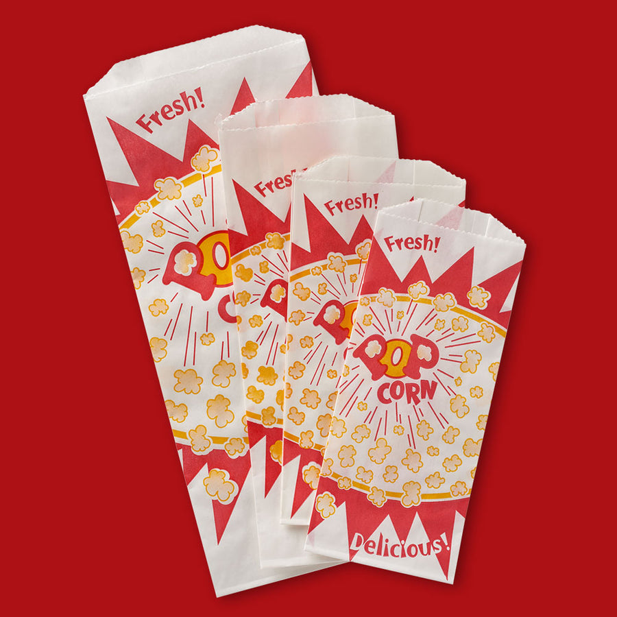 Fischer 330 Printed Popcorn Bag 3 1/2" x 2" x 8" 1000/CS