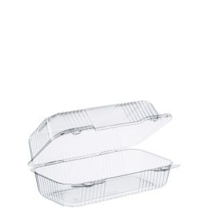 Dart C35UT1 Staylock Oblong Hinged Container 9" Med Clear 9 x 5 3/8 x 3 1/2 250/CS