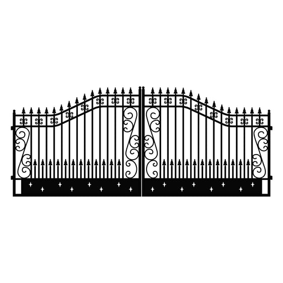 18x8 ft Steel Dual Swing Driveway Gate